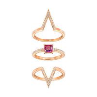 Swarovski Funk Ring Set Red Rose gold-plated