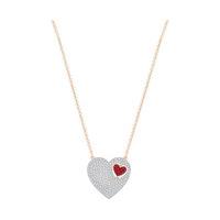 Swarovski Great Heart Necklace, Red White Rose gold-plated