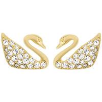 Swarovski Earrings Swan Mini Pierced Yellow Gold