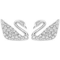 Swarovski Earrings Swan Pierced Rhodium