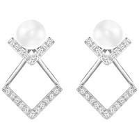 Swarovski Edify Pearl And Clear Crystal Stud Earrings