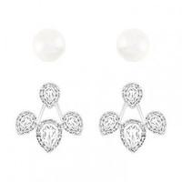 Swarovski Christie Pearl Clear Crystal Earrings Jacket Set D
