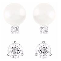 Swarovski All Day Crystal Pearl And Clear Crystal Earrings Set D