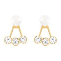 Swarovski Caress Pearl Yellow Gold Clear Crystal Stud Earrings D