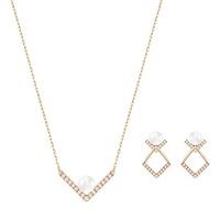 Swarovski Edify Rose Gold Plated Necklace Earrings Set 5219747
