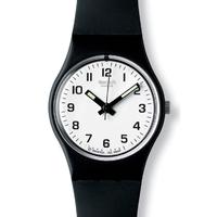 Swatch Ladies Black Rubber Strap White Round Dial Watch LB153