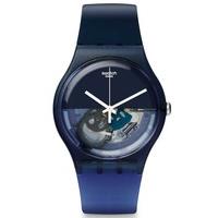 swatch blue depth strap watch suon105