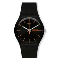 Swatch Dark Rebel Black Rubber Strap Watch SUOB704