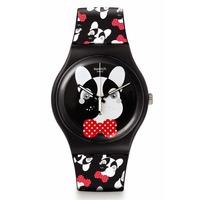 swatch unisex andy baby black red dog strap watch suob115