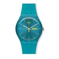 swatch turquoise rebel rubber strap watch suol700