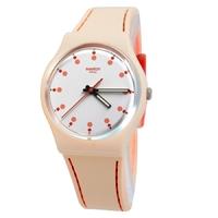 Swatch Ladies Soft Day Peach Orange Strap White Dial Watch GT106T