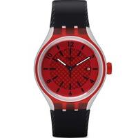Swatch Mens Go Red Black Strap Watch YES4008