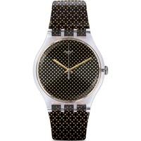 Swatch Grid Light Black And Gold Strap Watch SUOK119