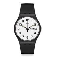Swatch Unisex Twice Again Black Strap White Dial Watch SUOB705