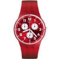 Swatch Mens Spremuta Red Chronograph Strap Watch SUSR403