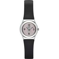 Swatch Ladies Aim At Me Black Leather Strap Watch YSS301