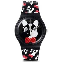 Swatch Unisex Andy Baby Black Red Dog Strap Watch SUOB115