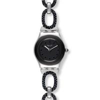 swatch ladies black glitter watch yss293g