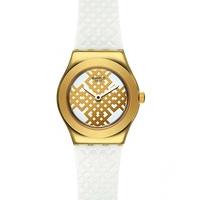 swatch ladies moucharabia gold plated strap watch ysg149