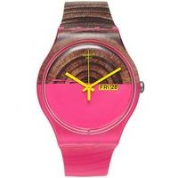 swatch unisex pink wood watch suop703