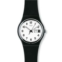 Swatch Gents Black Rubber Strap White Dial with Date Watch GB743