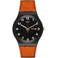 swatch unisex faux black strap watch suob709