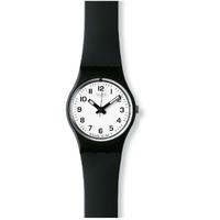 swatch ladies black rubber strap watch lb153