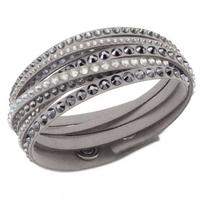 Swarovski Slake Grey Fabric Crystal Wrap Bracelet 5021033