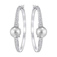 Swarovski Ladies Rhodium Plated Fantastic Hoop Earrings 5216639