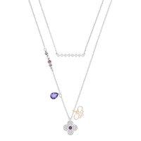 swarovski glowing clover purple necklace set