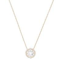 Swarovski Sparkling Dance White Crystal Round Rose Gold Plated Necklace