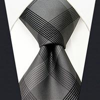 SXL1 Classic Dress Men\'s Neckties Gray Checked 100% Silk Business Handmade New