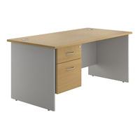 sylvan panel end rectangular desk with single pedestal beech 120cm pro ...