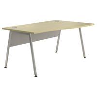 Sylvan A Frame Wave Desk Maple Right Hand Silver Leg 160cm Self Assembly Required