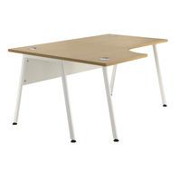 sylvan a frame radial workstation desk beech left hand white leg self  ...