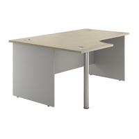 sylvan panel end radial workstation desk natural oak left hand self as ...