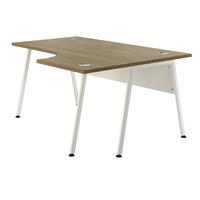 Sylvan A Frame Radial Workstation Desk Walnut Right Hand White Leg Self Assembly Required