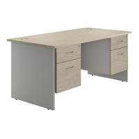 Sylvan Panel End Rectangular Desk with Double Pedestal Natural Oak Self Assembly Required