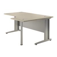 Sylvan Cantilever Deluxe Radial Workstation Desk Natural Oak Right Hand Professional Assembly Included