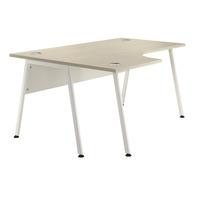 Sylvan A Frame Radial Workstation Desk Natural Oak Left Hand White Leg Self Assembly Required