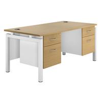 sylvan bench rectangular desk with double pedestal beech white leg pro ...