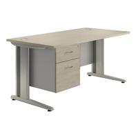 sylvan cantilever deluxe rectangular desk with single pedestal natural ...