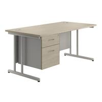 Sylvan Cantilever Rectangular Desk with Single Pedestal Natural Oak 120cm Professional Assembly Included