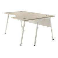 Sylvan A Frame Radial Workstation Desk Natural Oak Right Hand White Leg Self Assembly Required