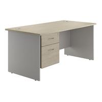 Sylvan Panel End Rectangular Desk with Single Pedestal Natural Oak 120cm Self Assembly Required