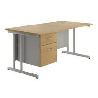 Sylvan Cantilever Rectangular Desk with Single Pedestal Beech 160cm Self Assembly Required