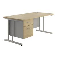 sylvan cantilever rectangular desk with single pedestal maple 120cm se ...