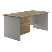 Sylvan Panel End Rectangular Desk with Single Pedestal Walnut 120cm Professional Assembly Included