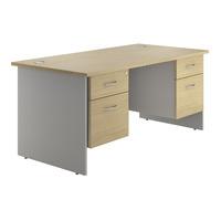 sylvan panel end rectangular desk with double pedestal maple professio ...