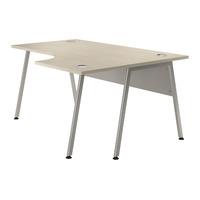 Sylvan A Frame Radial Workstation Desk Natural Oak Right Hand Silver Leg Professional Assembly Included